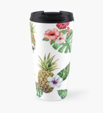 Tropische Blätter Ananas Luau Print Thermobecher