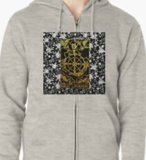 Floral Tarot Print - Wheel of Fortune Zipped Hoodie