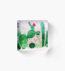 Flowering Cactus Acrylic Block