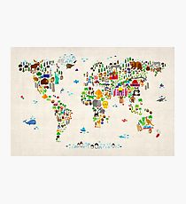 Tierkarte der Welt Fotodruck