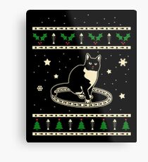 Christmas Tuxedo Cat Gift Metal Print