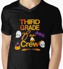 Halloween Third Grade Cute Boo Crew For Teacher & Kids Men's V-Neck T-Shirt