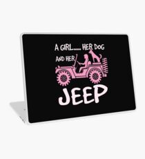 Vinilo para portátil Una niña su perro su Jeep Off Road Camiseta
