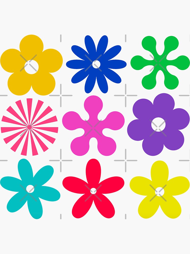 retro flower print stickers by lolosenese redbubble