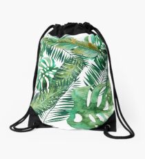 Monstera Banana Palm Leaf Drawstring Bag