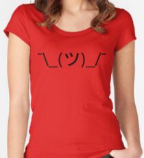 Shrug Emoticon ¯\_(ツ)_/¯ Japanese Kaomoji Women's Fitted Scoop T-Shirt