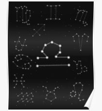 Waage Sternzeichen Konstellation Design Poster