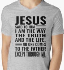 Jesus The Way Truth Life Christian Design Cross Men Women Bible Verse Black.psd Men's V-Neck T-Shirt