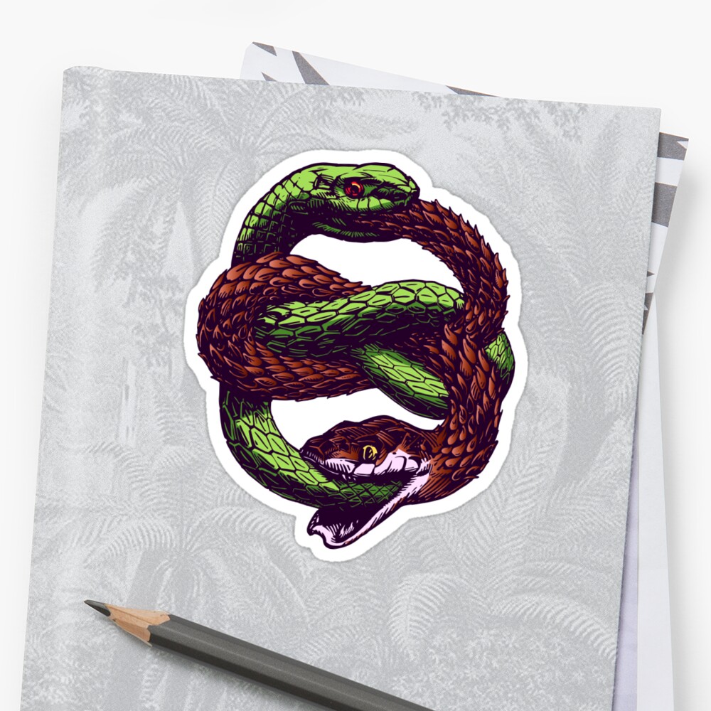 two-snakes-eating-each-other-twin-universe-symbol-stickers-by