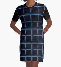 Pipes pattern chequered blue three dimensional effect design Graphic T-Shirt Dress