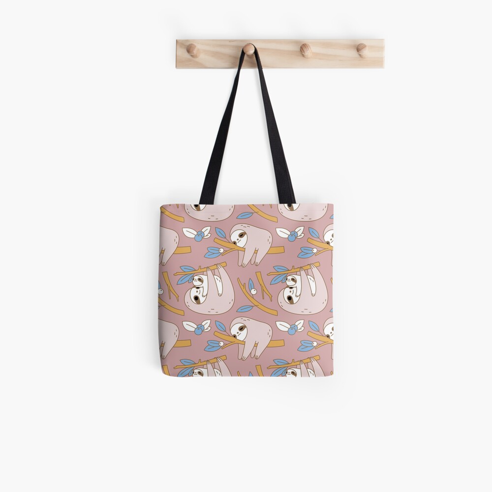 Sloth Pattern in Pink Tote Bag