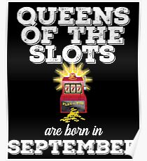 Póster Diseño de cumpleaños de septiembre de tragamonedas - Queens Of The Slots nace en septiembre