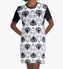 Black and white diamonds pattern Graphic T-Shirt Dress