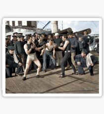 Boxing match aboard the U.S.S. New York. July 3, 1899. Sticker
