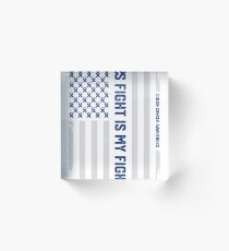 His Fight American Flag Colorectal Bowel Colon Cancer Awareness Acrylic Block
