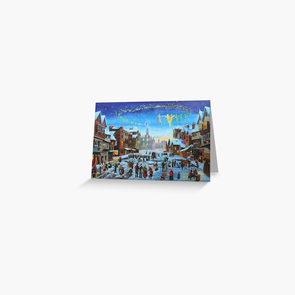A Christmas Carol Scrooge and the ghost of Christmas past Greeting Card