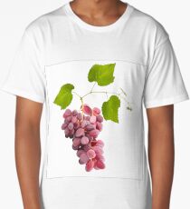 Ripe red grape fruits with leaves isolated on white.Digital painting. Long T-Shirt