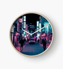 Schimmernde Neonlichter von Tokio Uhr