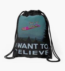 I want to believe - The Hover Board from back to the future Drawstring Bag