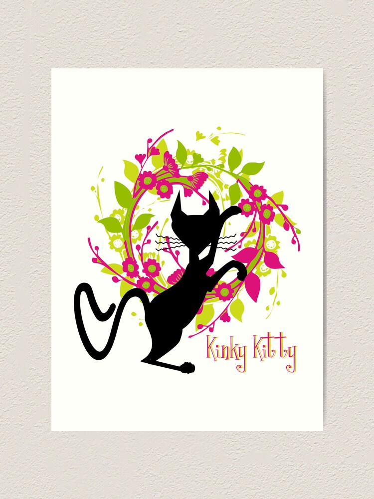 Alternate view of KINKY KITTY - Kitty with Garland Art Print