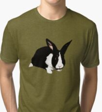 BUNNY BLACK WHITE RABBIT Tri-blend T-Shirt