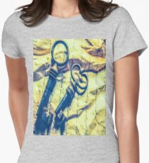1369 antique crumpled crumpled paper Women's Fitted T-Shirt