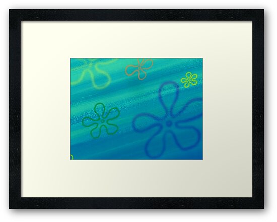 spongebob flower sky framed art print by dillpicklechips
