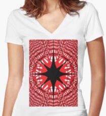 #abstract #star #christmas #pattern #decoration #light #design #blue #holiday #glass #illustration #texture #shape #snowflake #winter #red #snow #architecture #xmas #art #white #circle #symbol Women's Fitted V-Neck T-Shirt