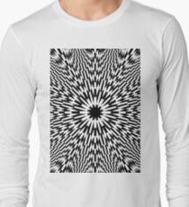 Abstract pattern wallpaper design texture black white decorative fractal art digital blue illustration graphic optical geometric seamless star green color monochrome fabric backdrop illusion red Long Sleeve T-Shirt