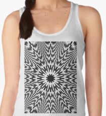 Abstract pattern wallpaper design texture black white decorative fractal art digital blue illustration graphic optical geometric seamless star green color monochrome fabric backdrop illusion red Women's Tank Top
