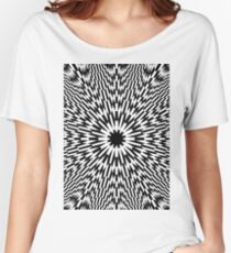 #abstract #pattern #wallpaper #design #texture #black #white #decorative #fractal #art #digital #blue #illustration #graphic #optical #geometric #seamless #star #green #color #monochrome #fabric  Women's Relaxed Fit T-Shirt