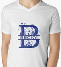Becky | Girls Name Monogram | Watercolor and Butterflies Men's V-Neck T-Shirt