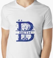 Beth | Girls Name Monogram | Watercolor and Butterflies Men's V-Neck T-Shirt