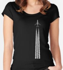 PLANE WITH CONTRAILS Women's Fitted Scoop T-Shirt