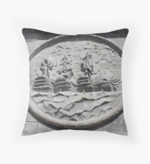 architecture old stone art ancient sculpture coin symbol religion church history detail metal antique lion statue wall building sign money monument travel head historical temple Throw Pillow