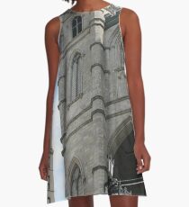 church cathedral architecture building religion tower gothic france europe old city catholic landmark religious portugal travel facade sky history stone ancient monument medieval st tourism A-Line Dress