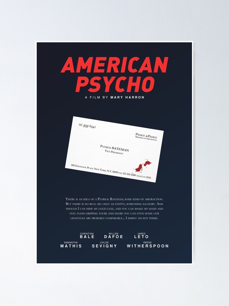 American Psycho Bateman S Blood Smeared Business Card Poster