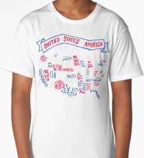 USA Word Map Long T-Shirt