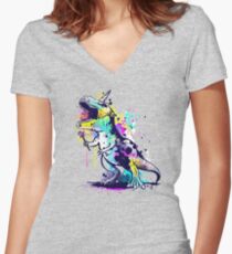 Camiseta entallada de cuello en V Unicornosaurus rex