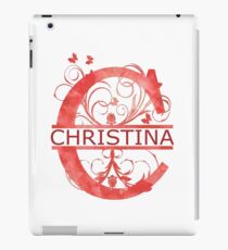 Christina | Mädchen Name Monogramm | Aquarell und Schmetterlinge iPad-Hülle & Klebefolie