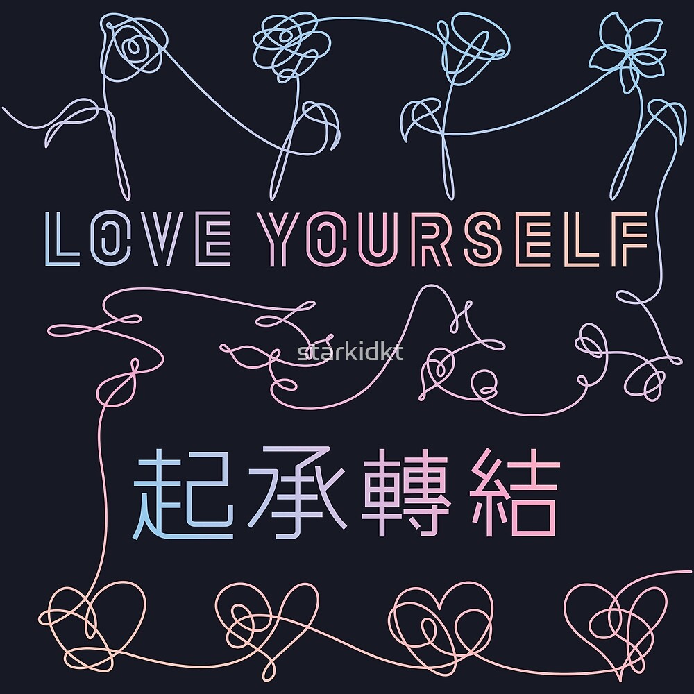 "BTS Love Yourself albums connected (dark background)" by starkidkt