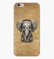 Cute Baby Elephant Dj Wearing Headphones and Glasses iPhone Case