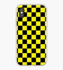 black and yellow checkerboard design iPhone Case