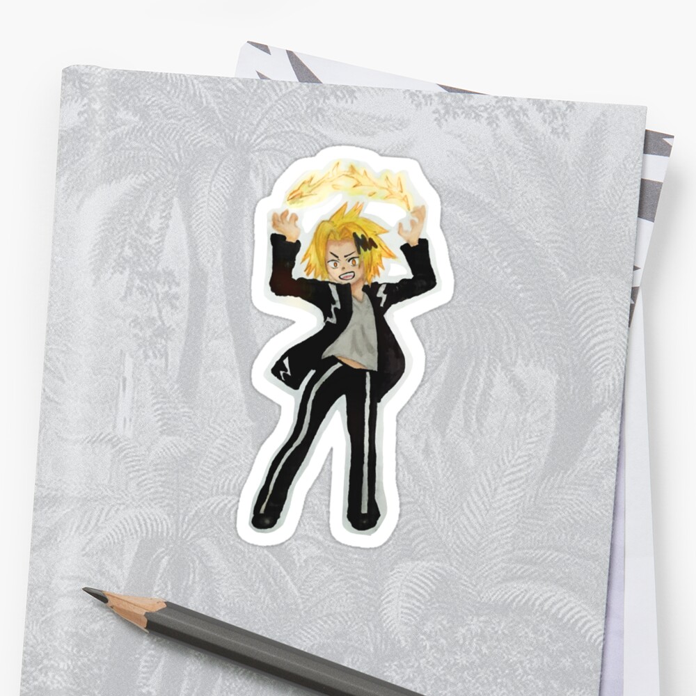 denki kaminari sticker sticker by pancaketrees redbubble