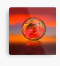 Sunset sky background with digital sphere Metal Print