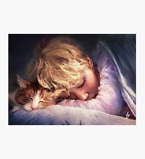 Lámina fotográfica El niño con el gato