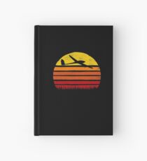 Glider Pilot Retro Sunset Sun Silhuette Gliding Soaring instructor aviation sky airplane Hardcover Journal
