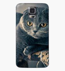 Funda/vinilo para Samsung Galaxy Funny Fat Gray Cat