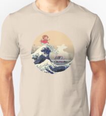 PONYO ON THE JAPANESE WAVE - HOKUSAI KAIJU Slim Fit T-Shirt