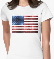 Rotes Blau der USA-Flaggen funkelt Tailliertes T-Shirt